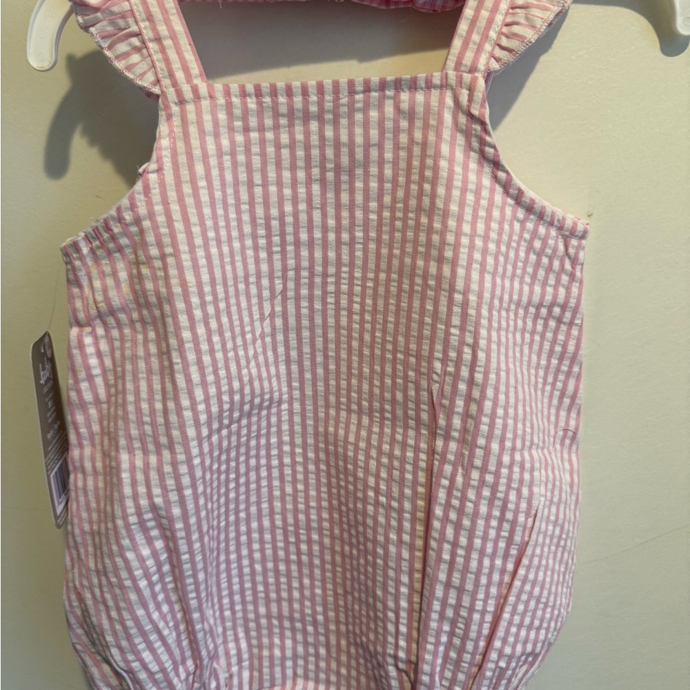 Baby Starters Girl Ist Birthday boutique style outfit crown pink stripe cupcake - Picture 8 of 9